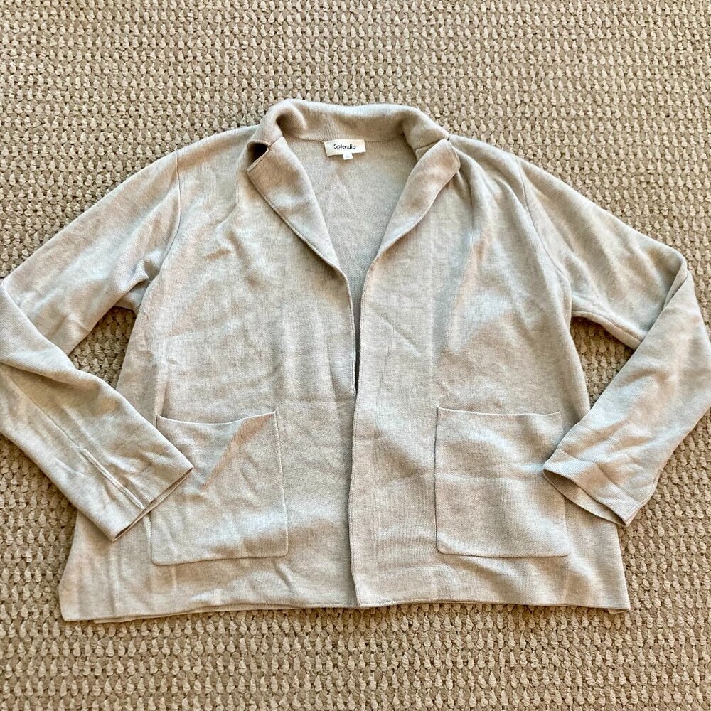 Splendid Collection Womens Open Front Cardigan Sweater Long Sleeve Size L Gray